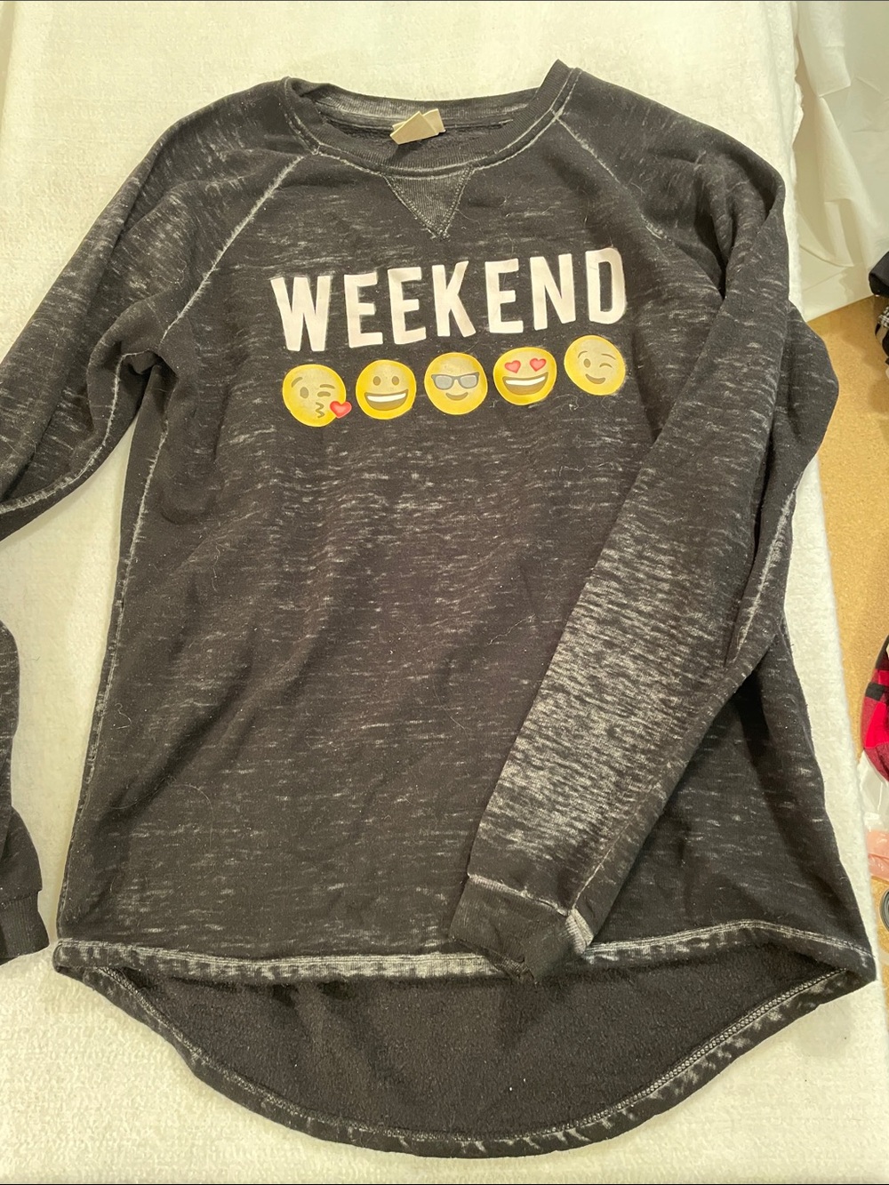 Freeze Black 'WEEKEND' Emoji Pullover Sweatshirt